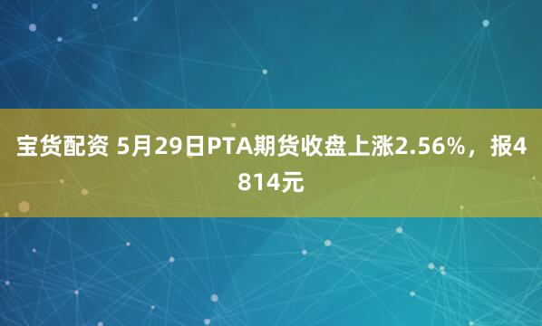 宝货配资 5月29日PTA期货收盘上涨2.56%，报4814元