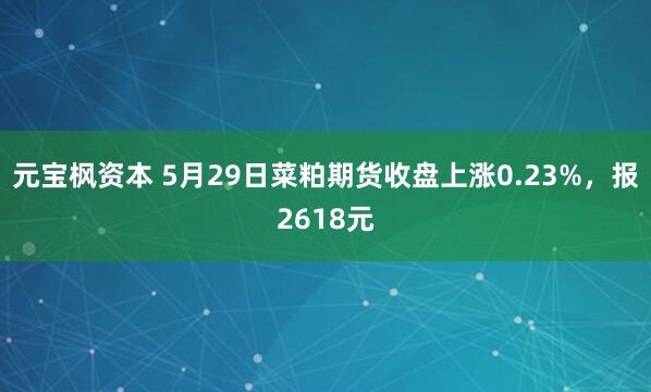 元宝枫资本 5月29日菜粕期货收盘上涨0.23%，报2618元