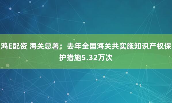 鸿E配资 海关总署：去年全国海关共实施知识产权保护措施5.32万次